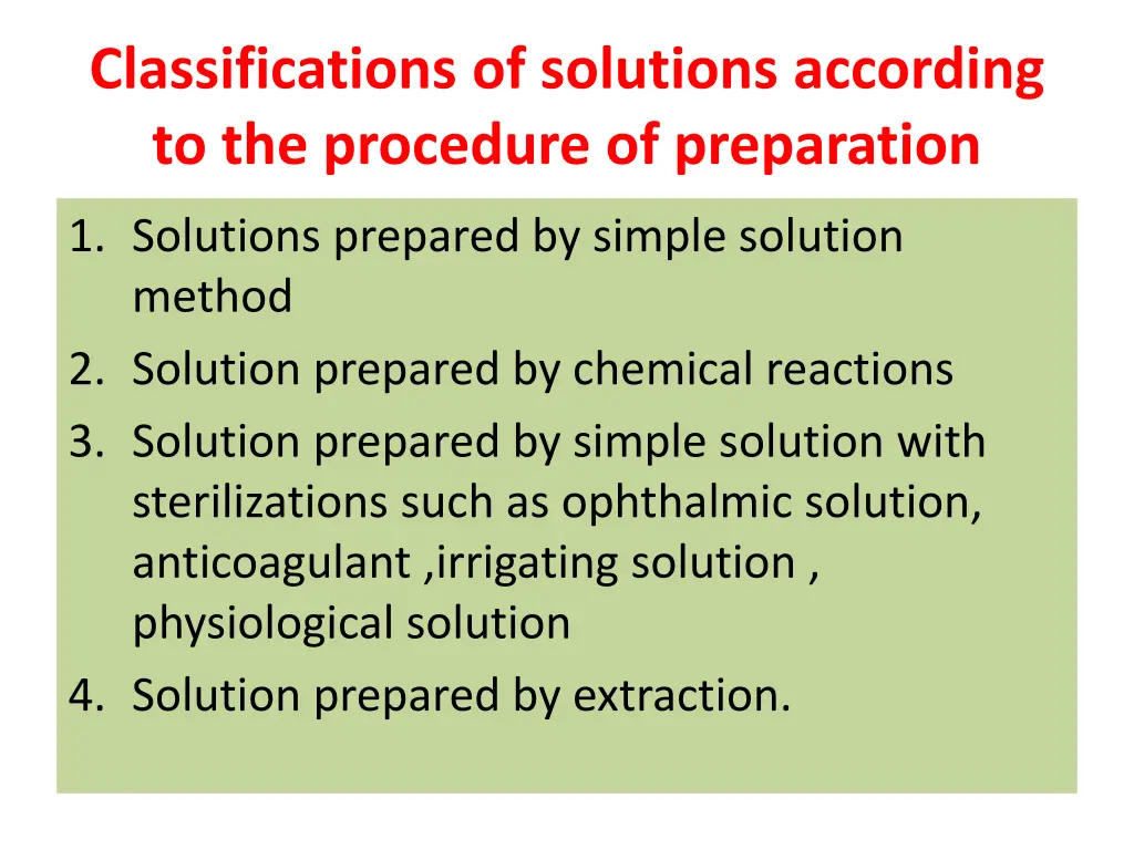 classifications of solutions according