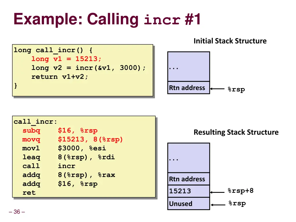 example calling incr 1