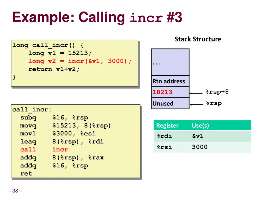 example calling incr 3