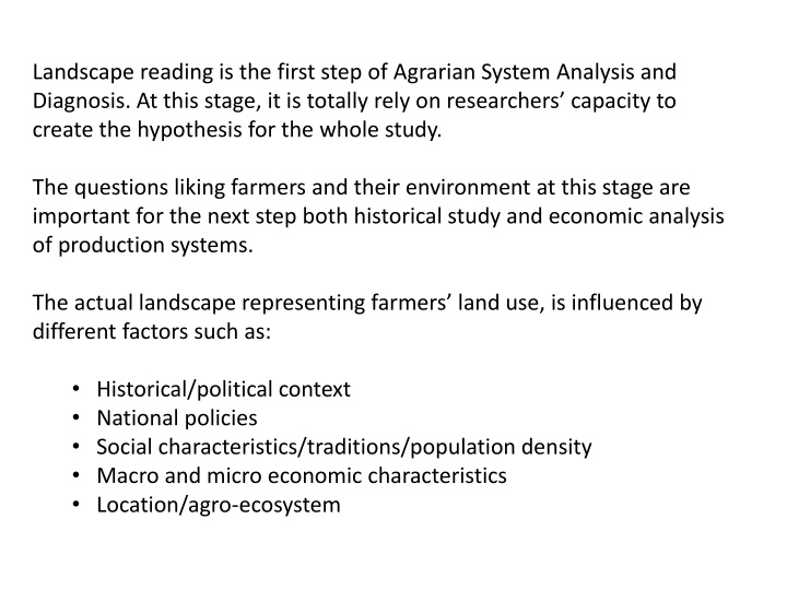 landscape reading is the first step of agrarian