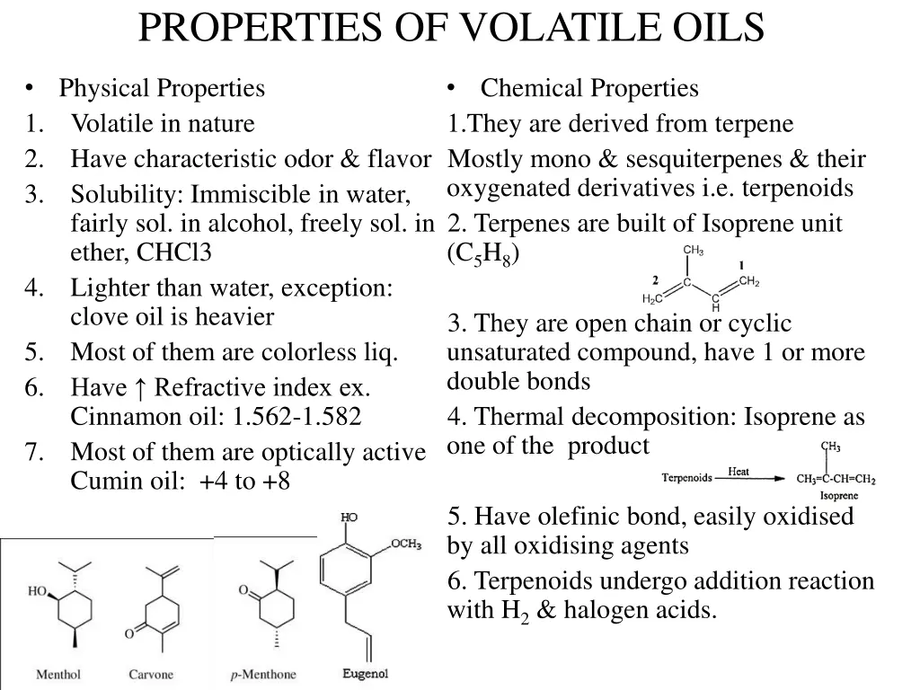 properties of volatile oils