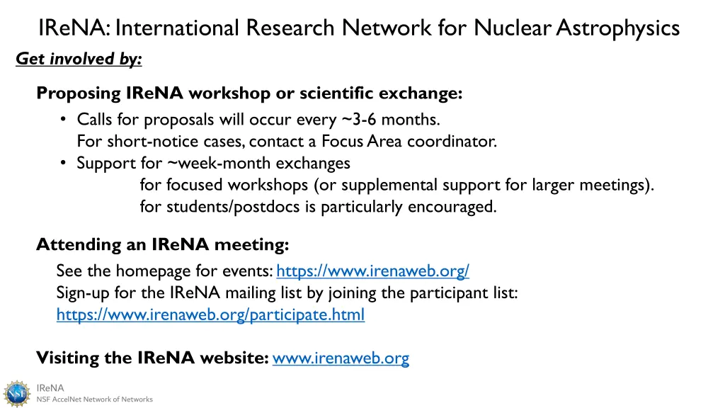 irena international research network for nuclear 1