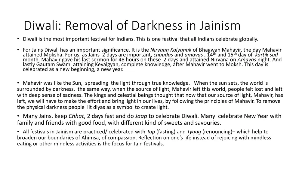 diwali removal of darkness in jainism diwali