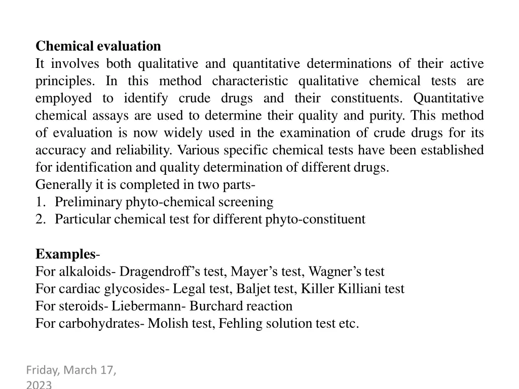 chemical evaluation it involves both qualitative