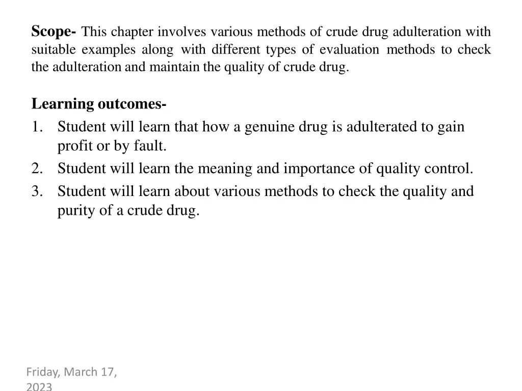 scope this chapter involves various methods