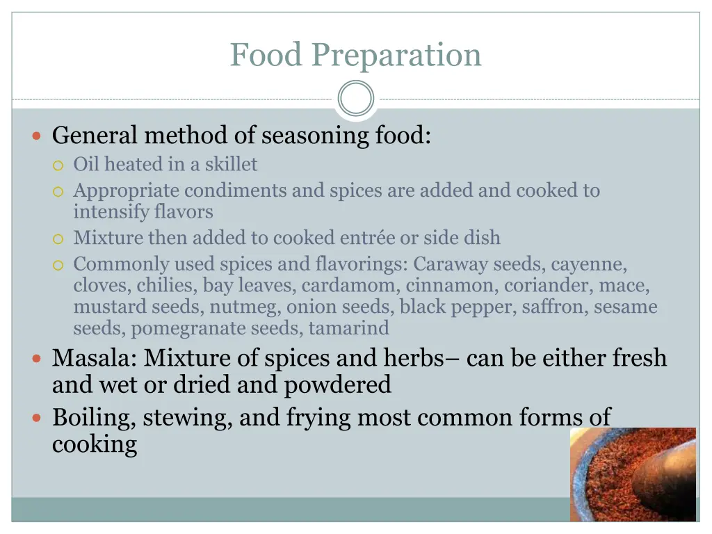 food preparation