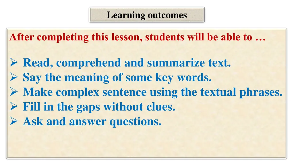 learning outcomes