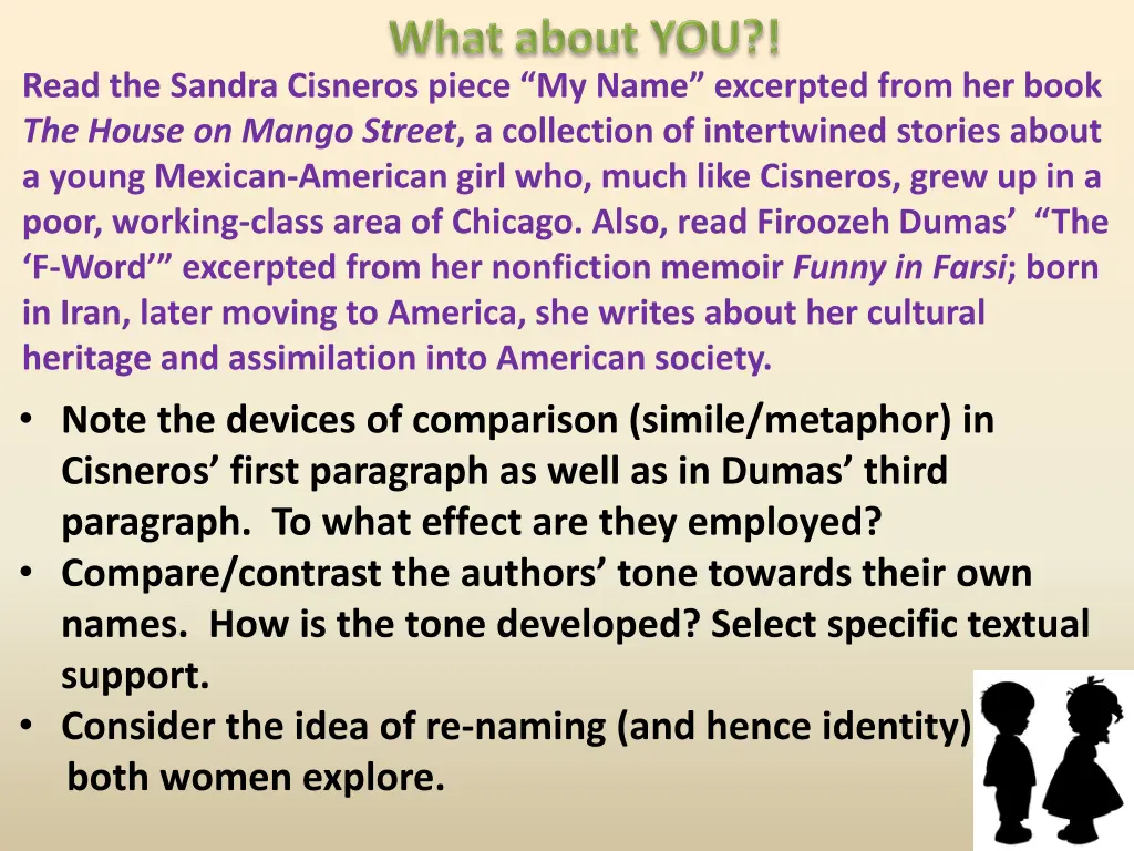 read the sandra cisneros piece my name excerpted