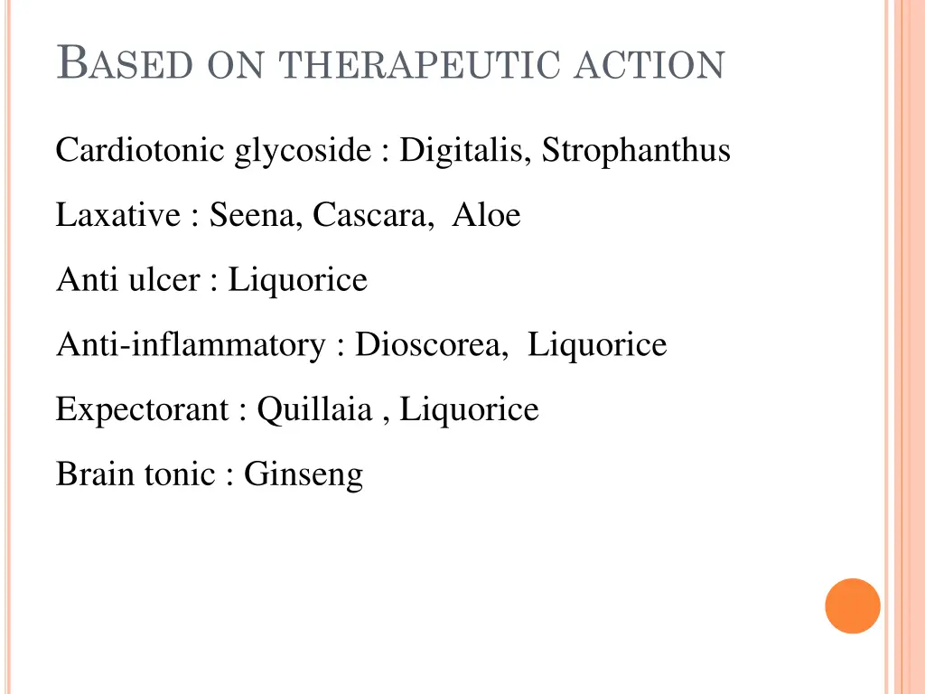 b ased on therapeutic action