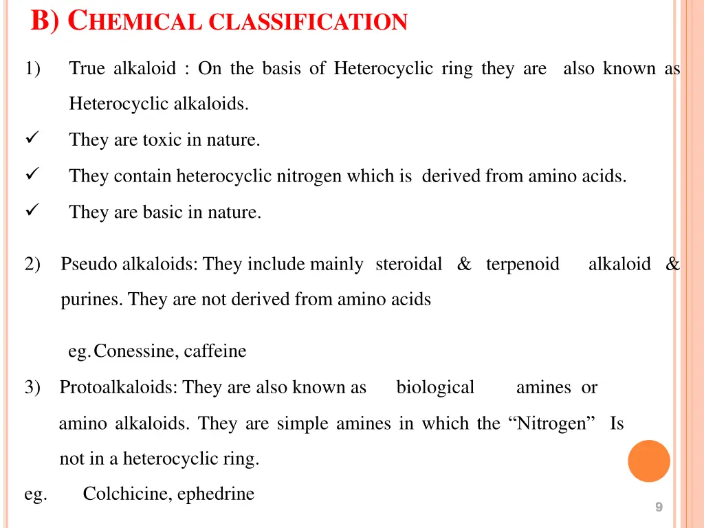 b c hemical classification