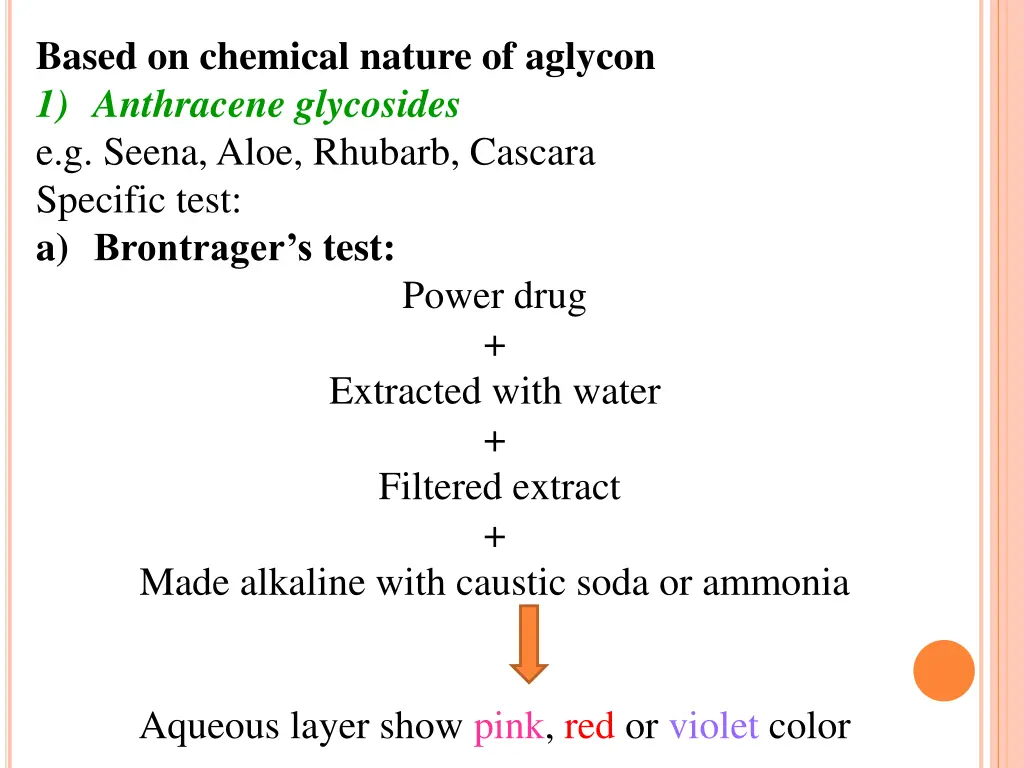 based on chemical nature of aglycon 1 anthracene