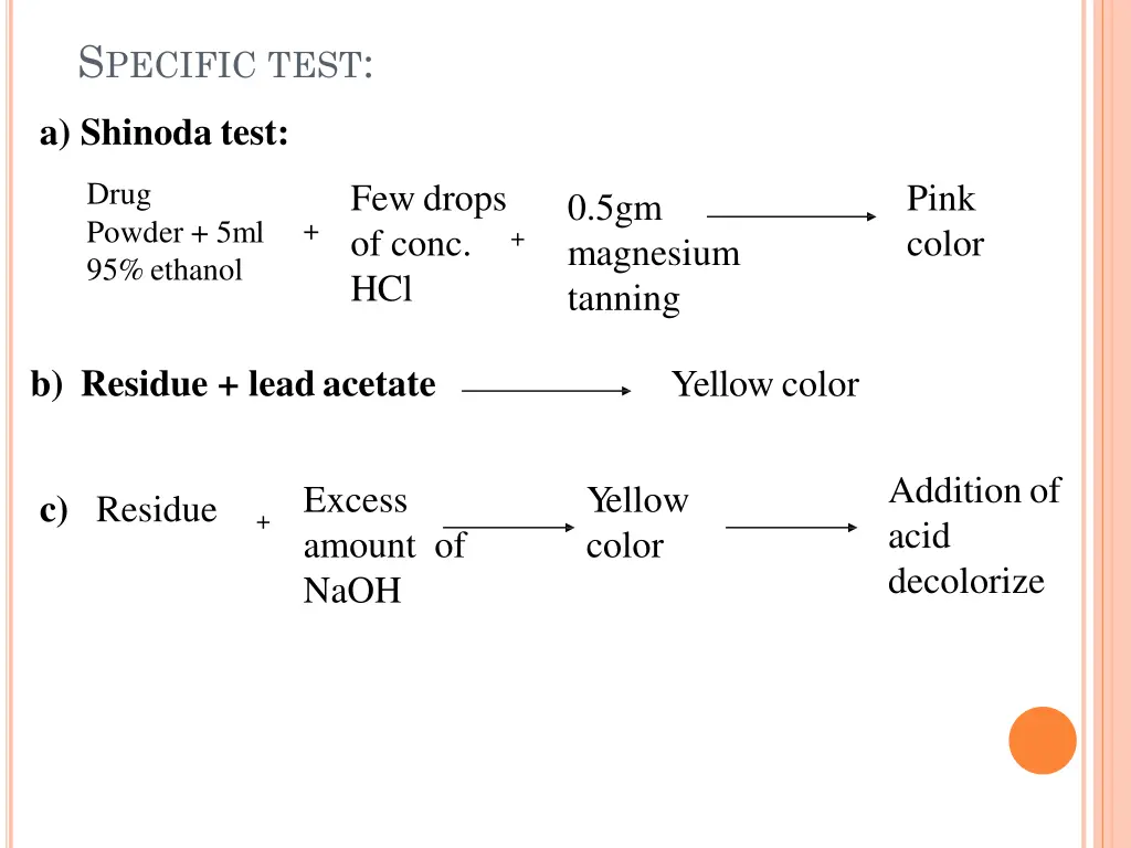 s pecific test