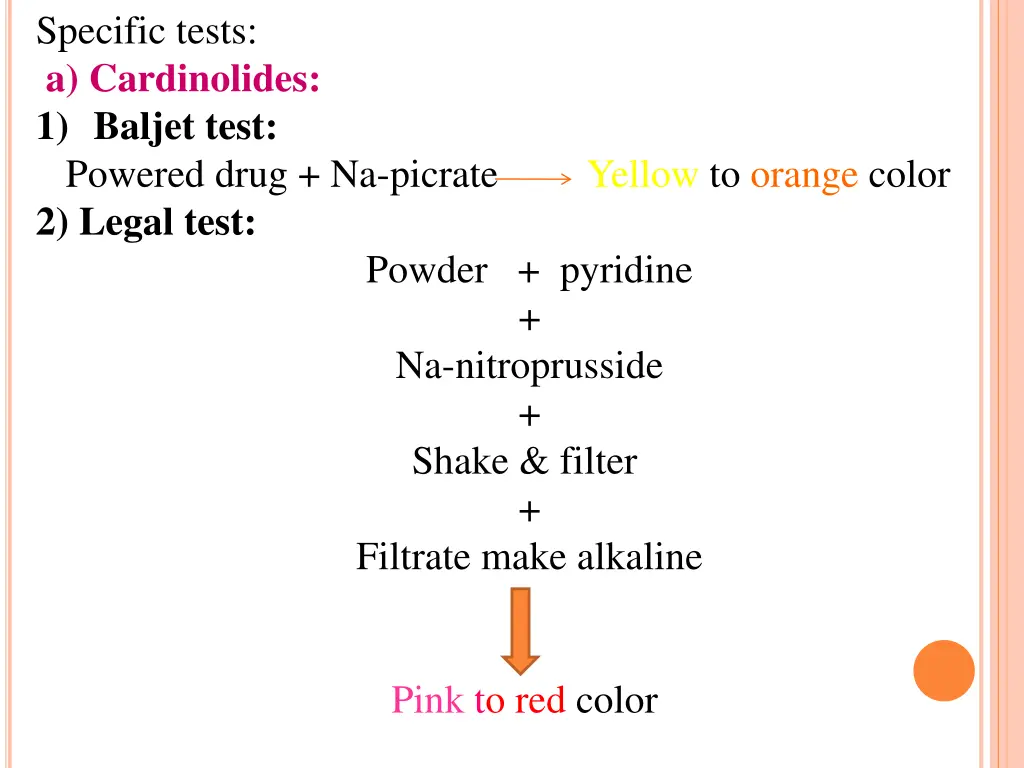 specific tests a cardinolides 1 baljet test