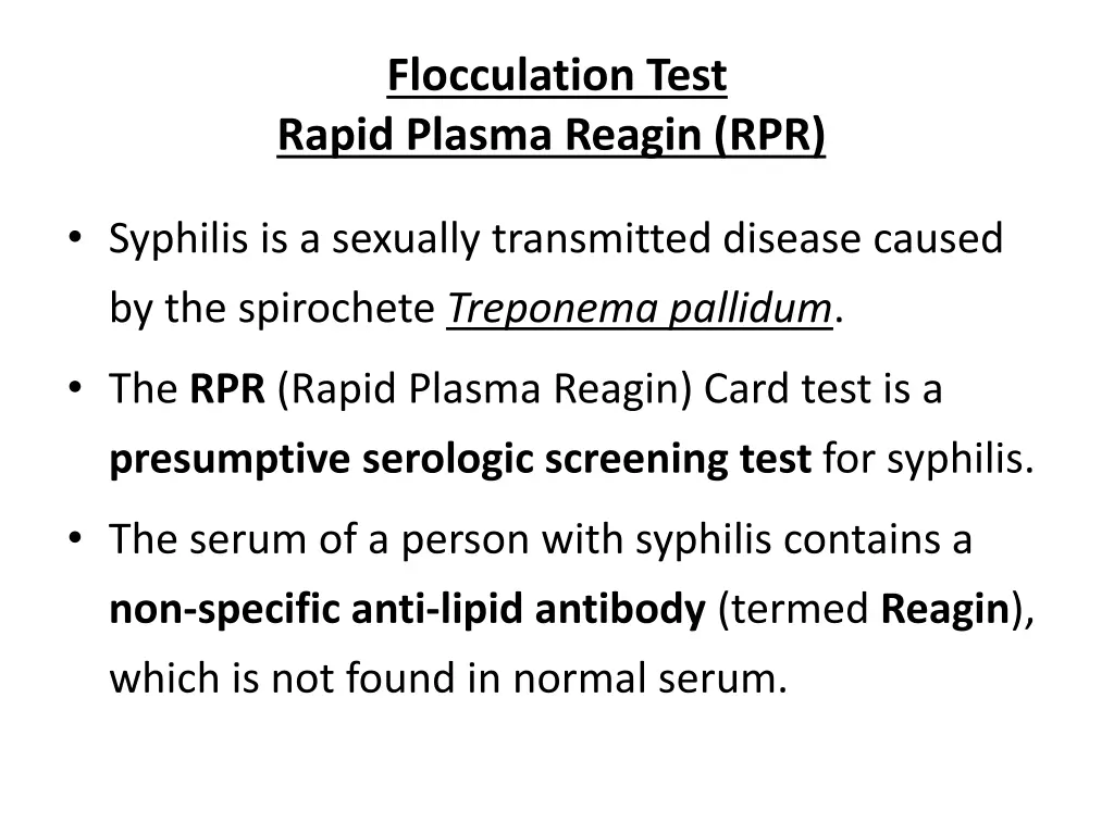 flocculation test rapid plasma reagin rpr