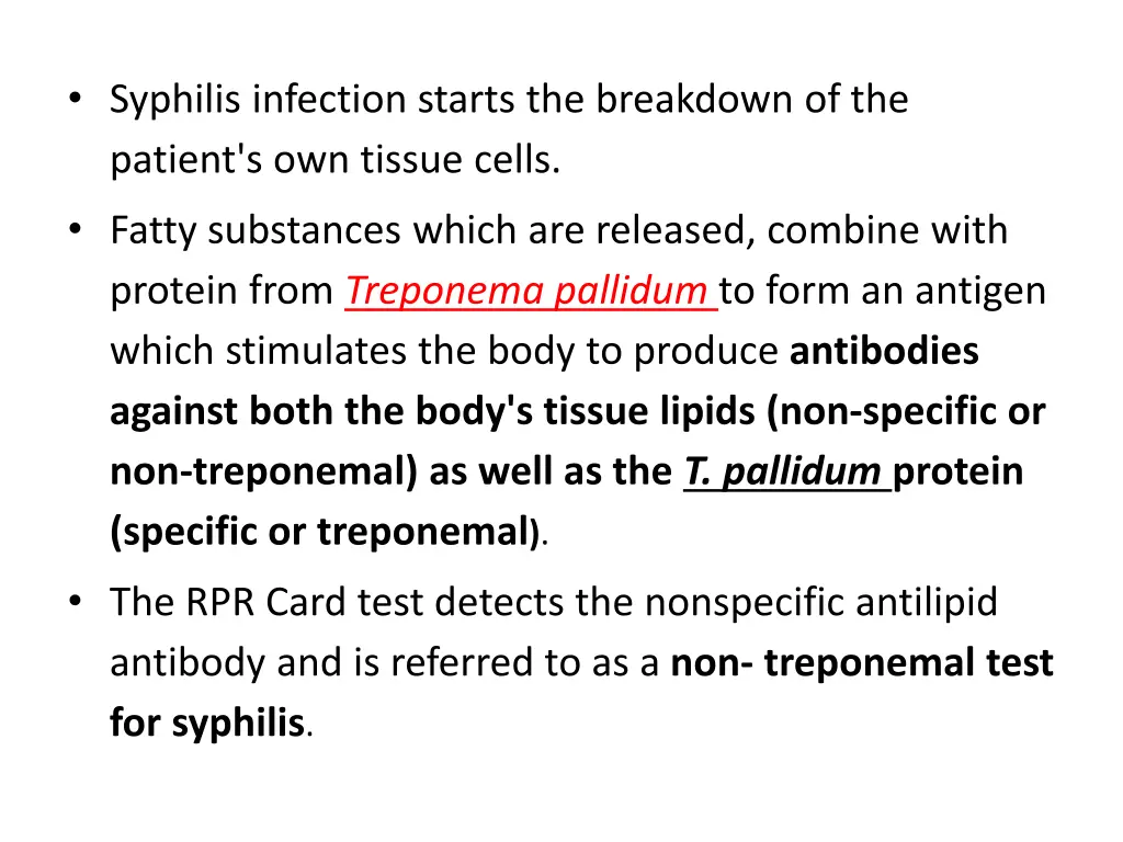 syphilis infection starts the breakdown