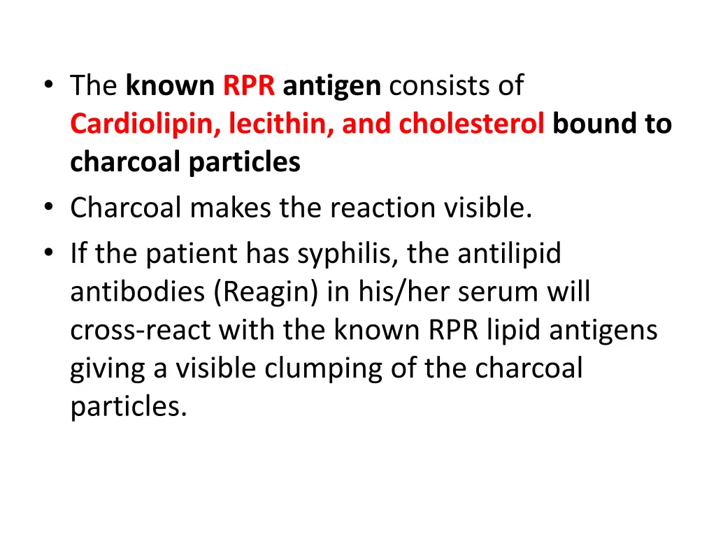 the known rpr antigen consists of cardiolipin