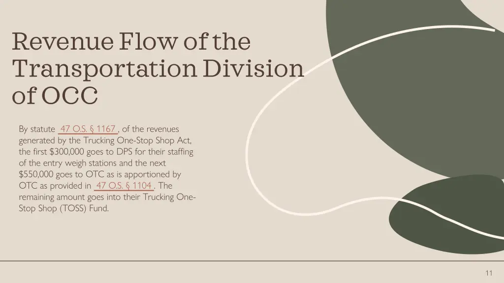 revenue flow of the transportation division of occ