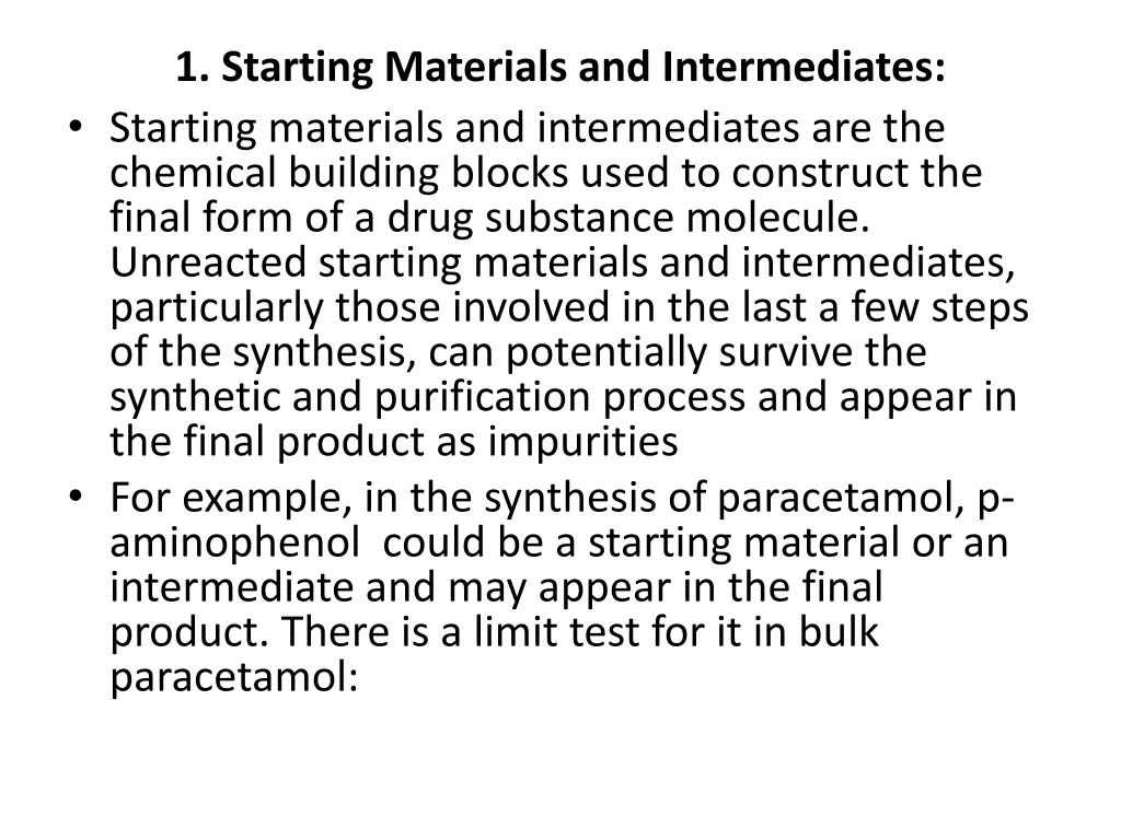 1 starting materials and intermediates starting