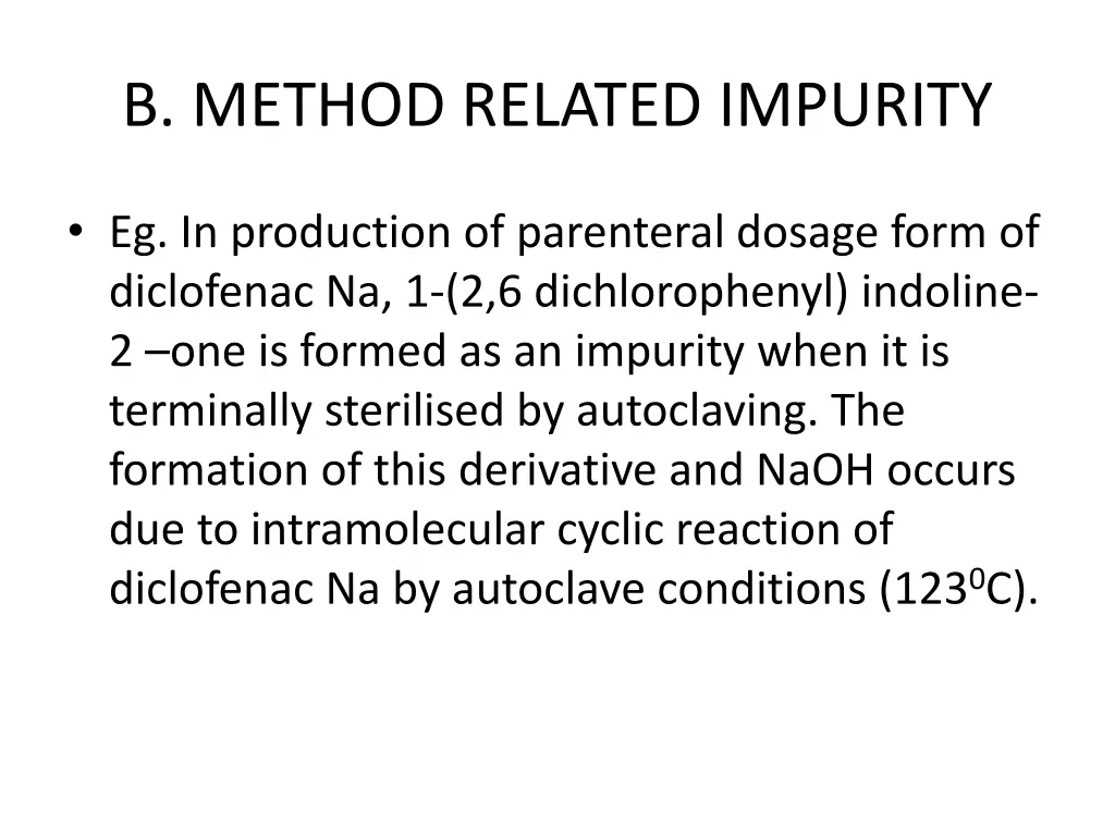 b method related impurity