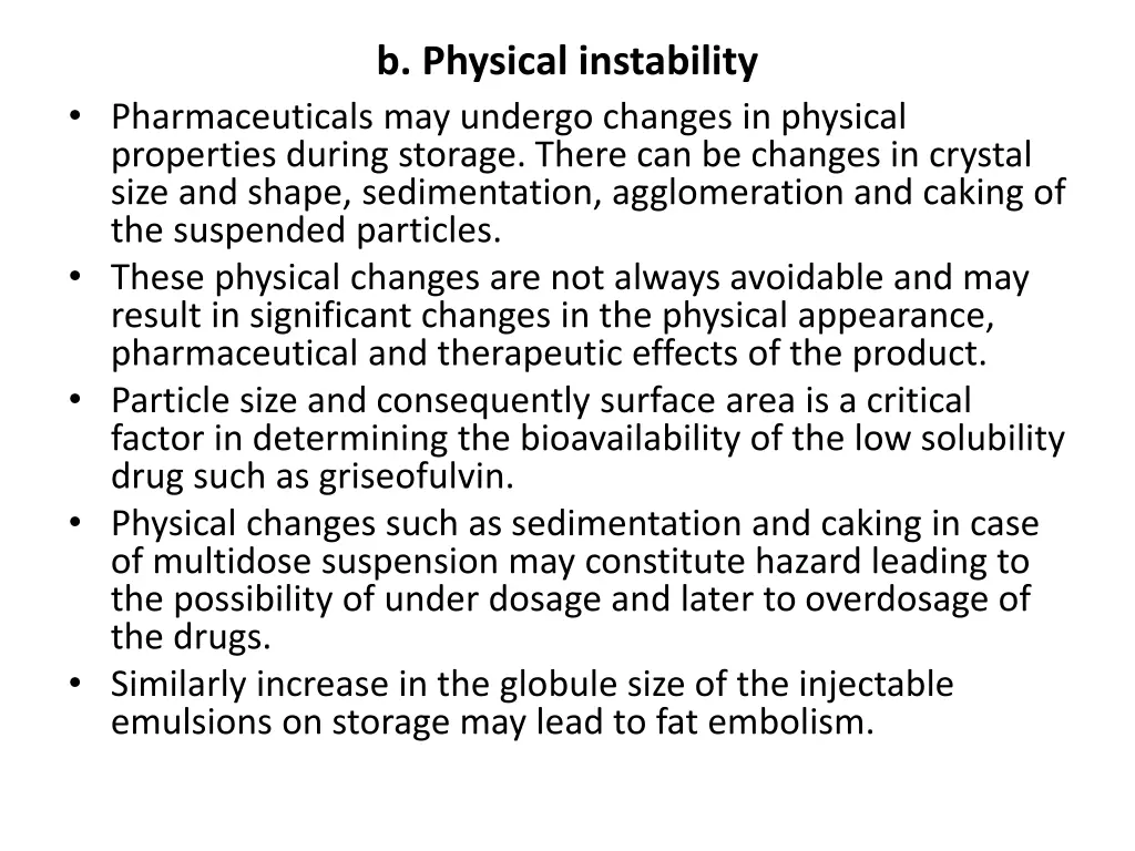 b physical instability