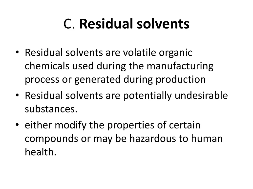 c residual solvents