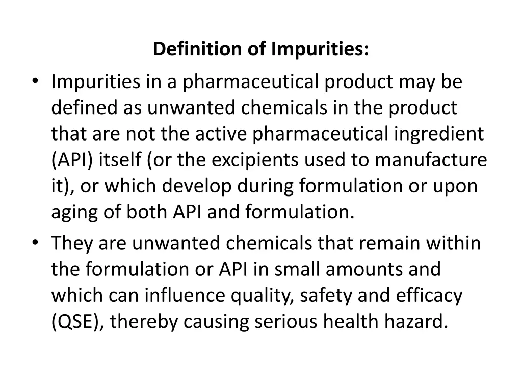 definition of impurities