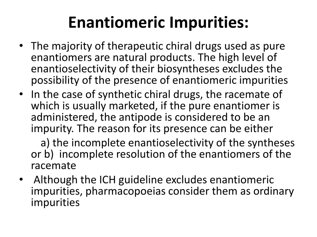 enantiomeric impurities