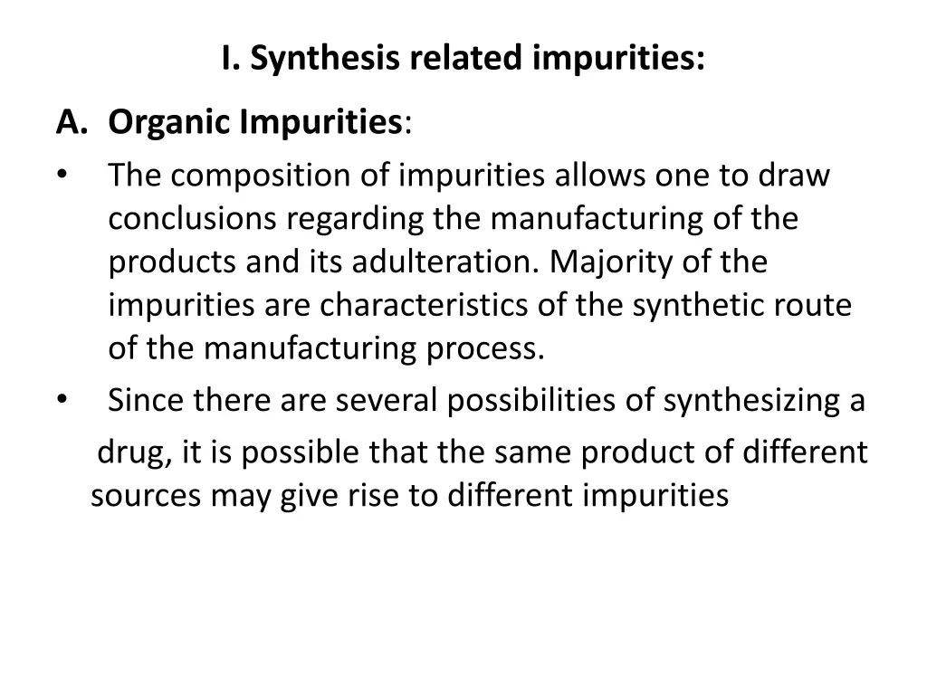 i synthesis related impurities