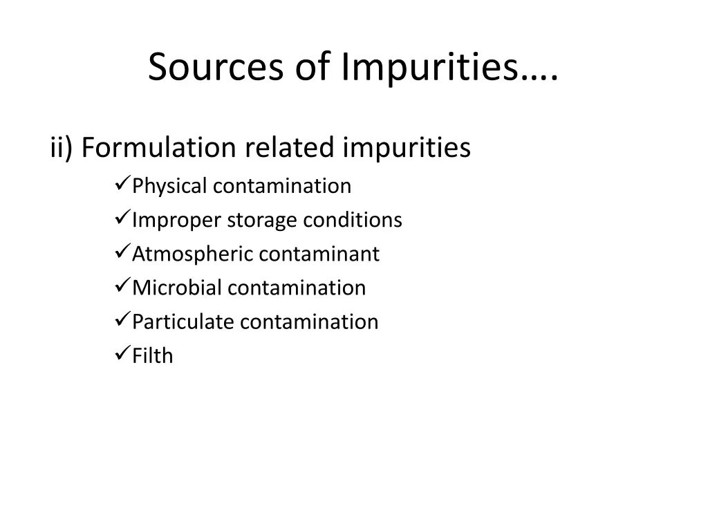 sources of impurities 1