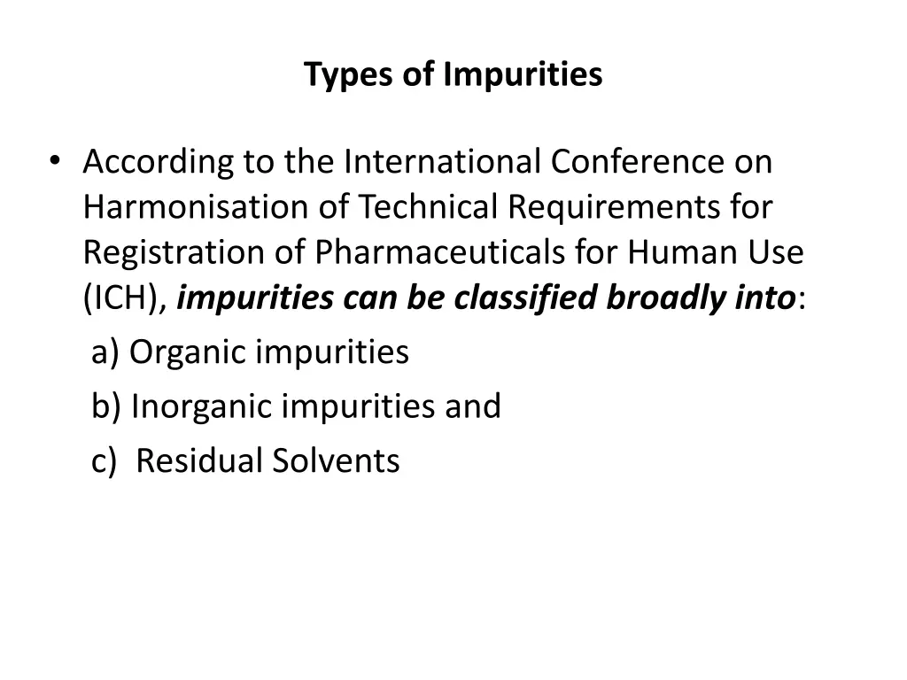 types of impurities