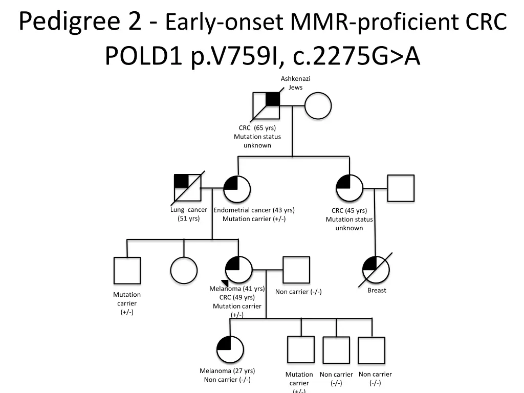 pedigree 2 early onset mmr proficient crc pold1