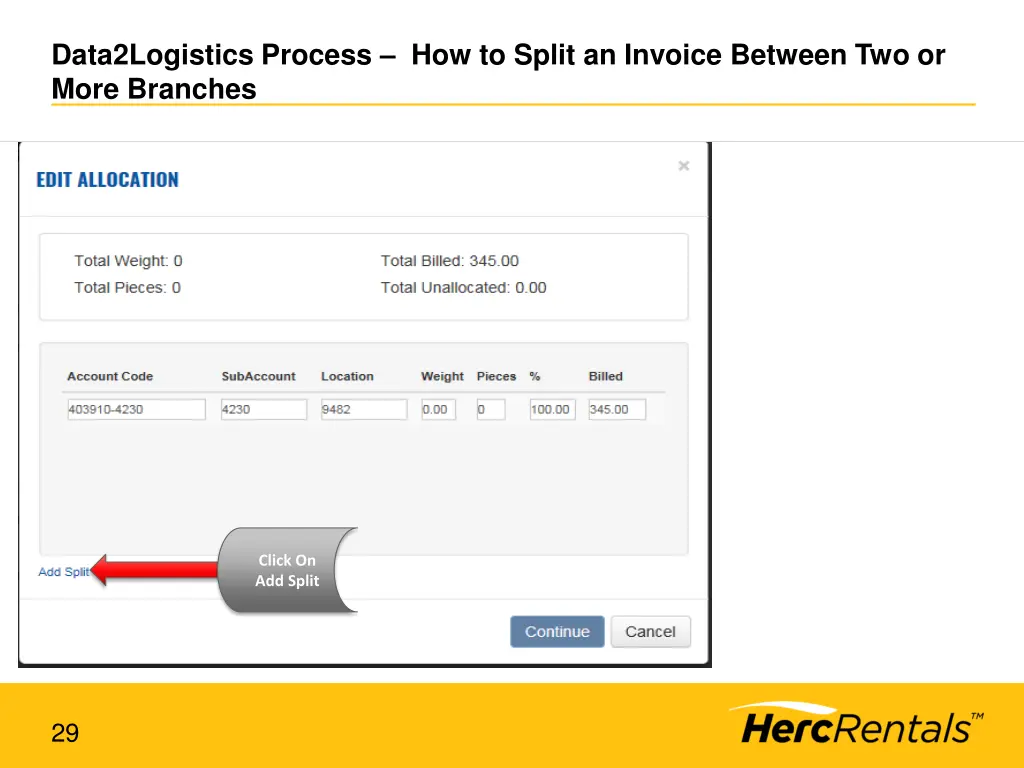 data2logistics process how to split an invoice 1