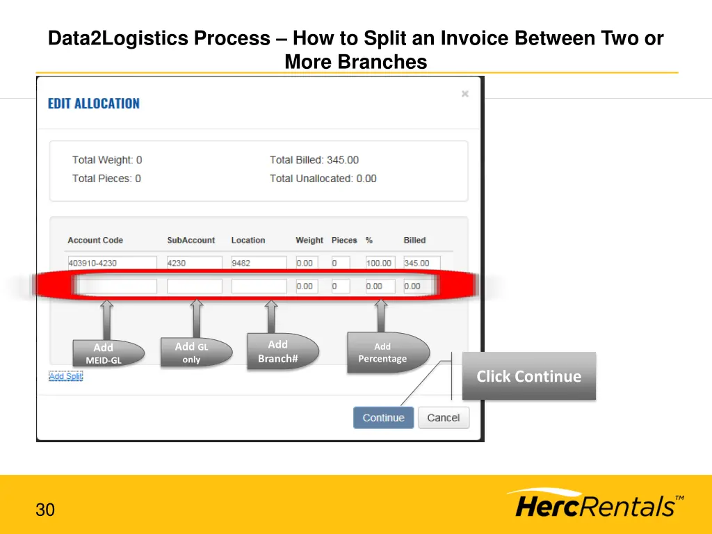 data2logistics process how to split an invoice 2