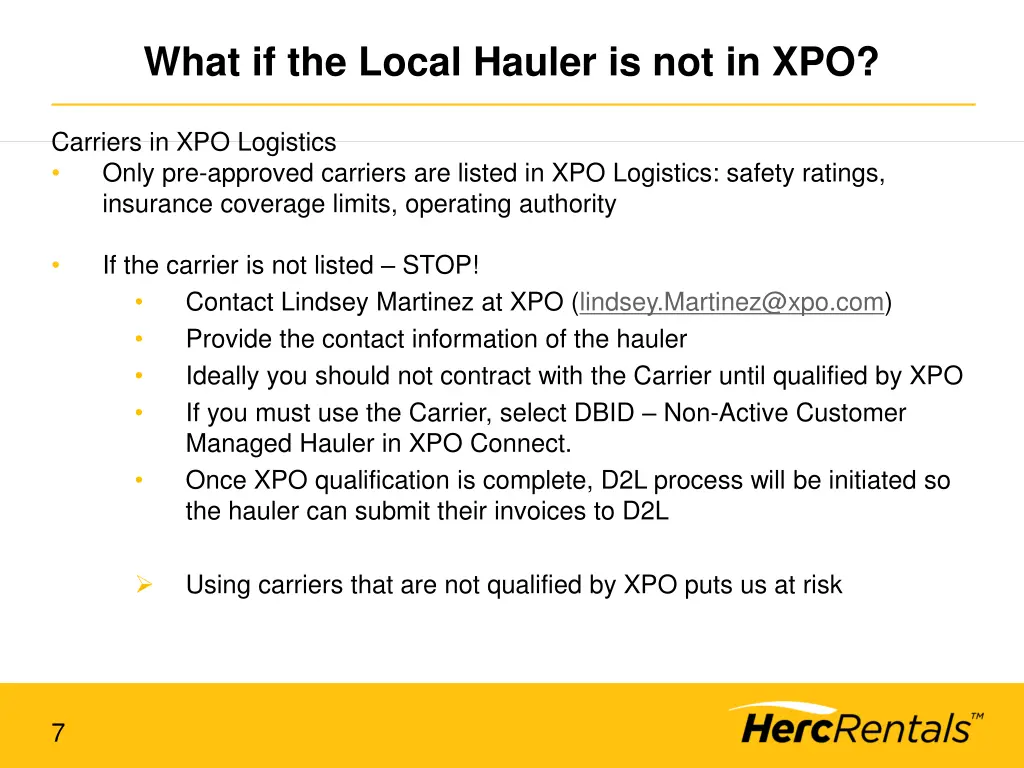 what if the local hauler is not in xpo