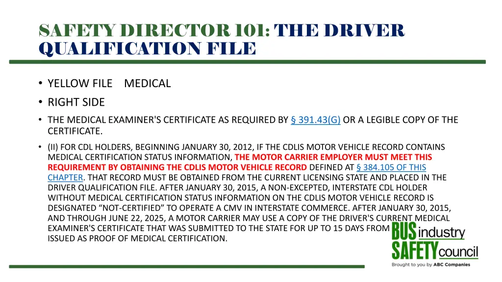 safety director 101 the driver qualification file 11