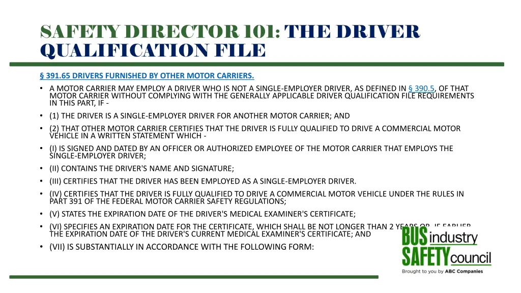 safety director 101 the driver qualification file 19