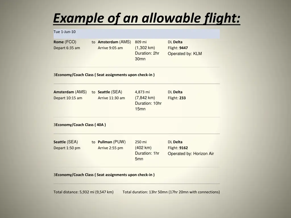 example of an allowable flight