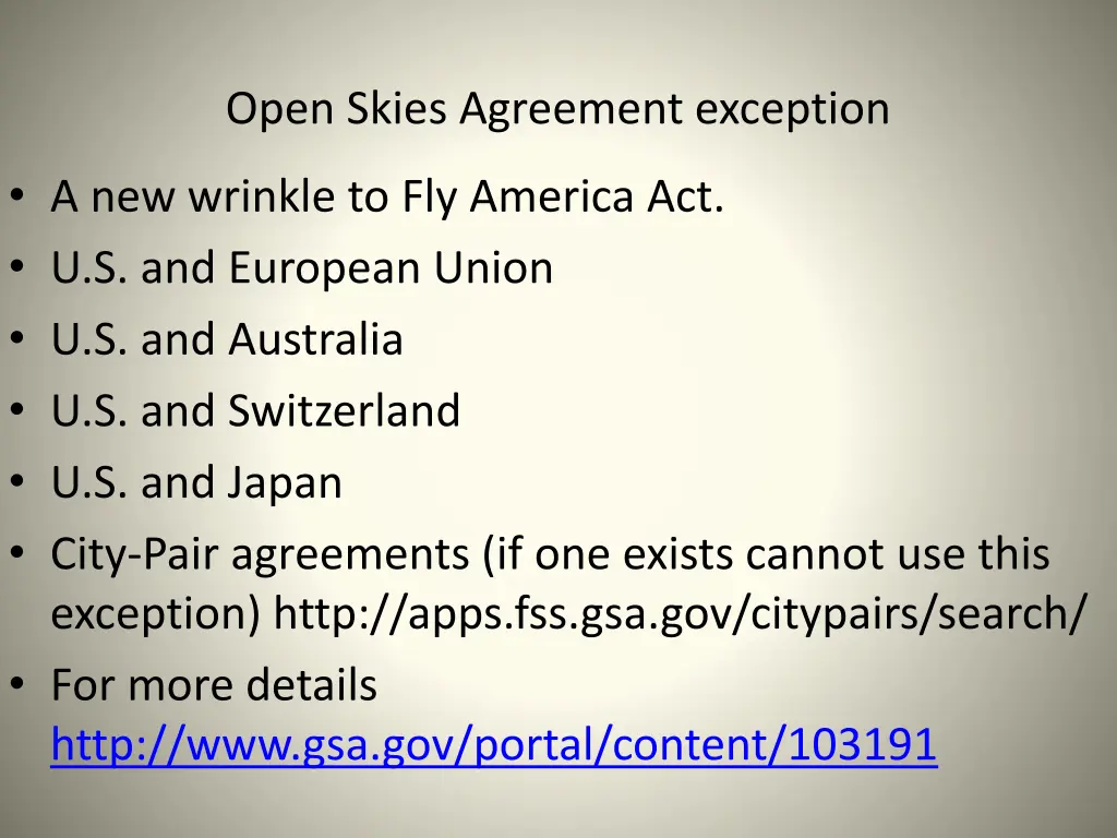 open skies agreement exception