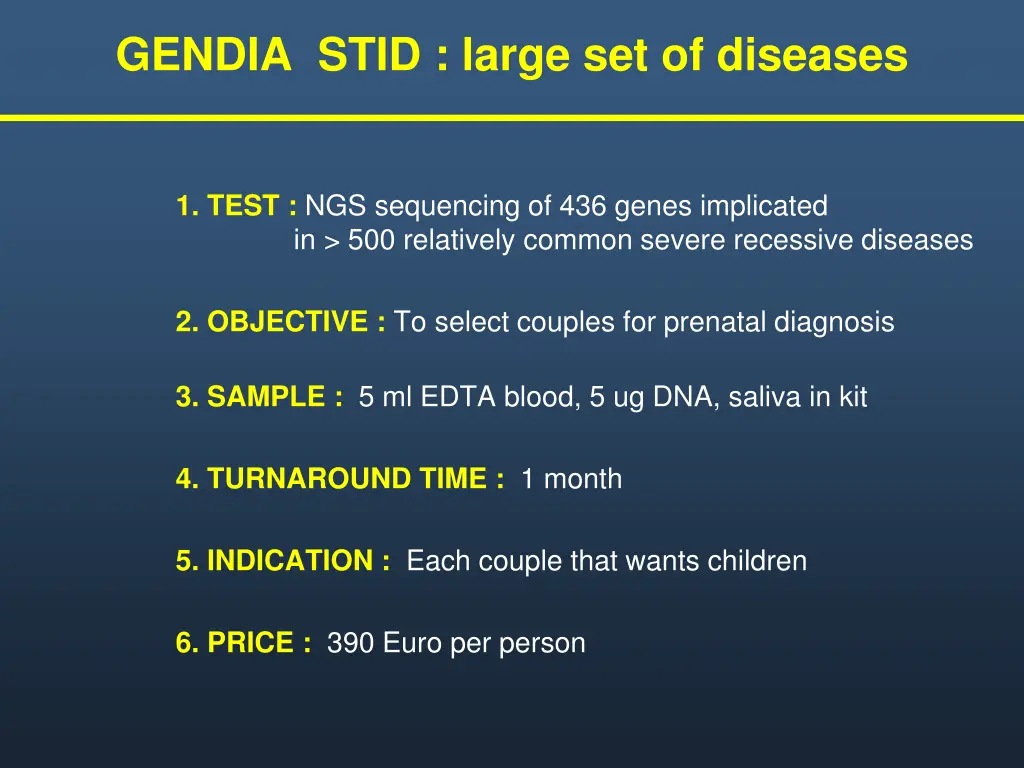 gendia stid large set of diseases