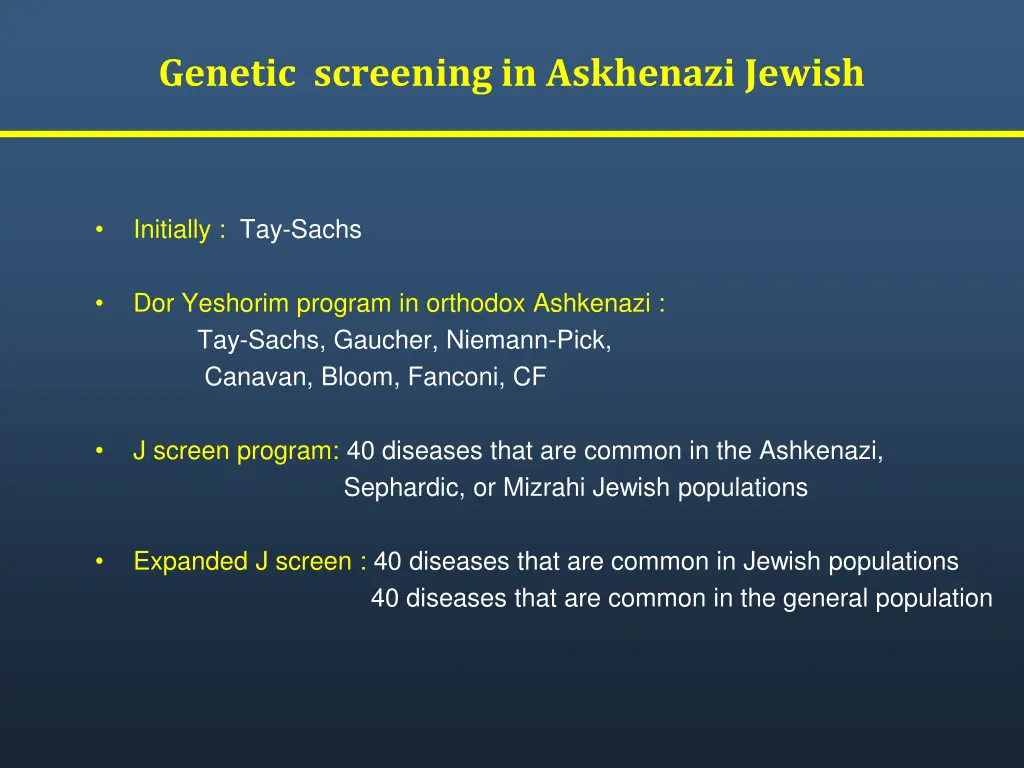 genetic screening in askhenazi jewish