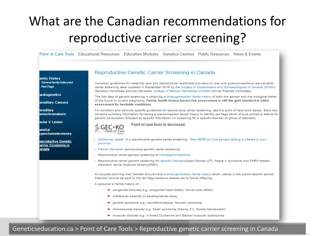 what are the canadian recommendations 1