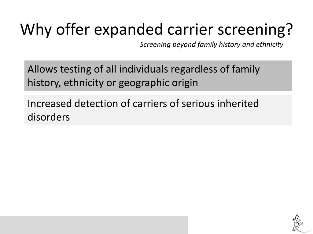 why offer expanded carrier screening screening 1