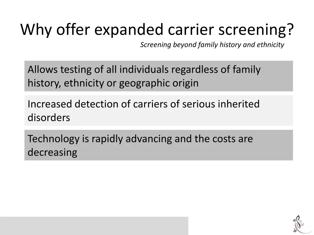 why offer expanded carrier screening screening 2