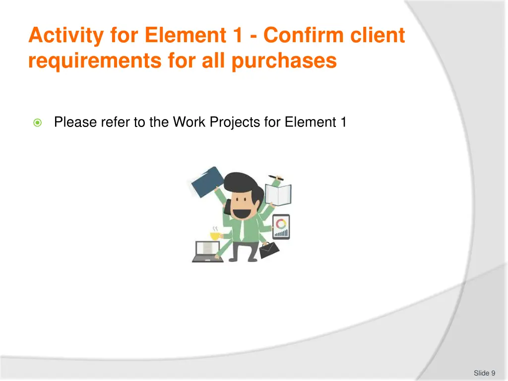 activity for element 1 confirm client