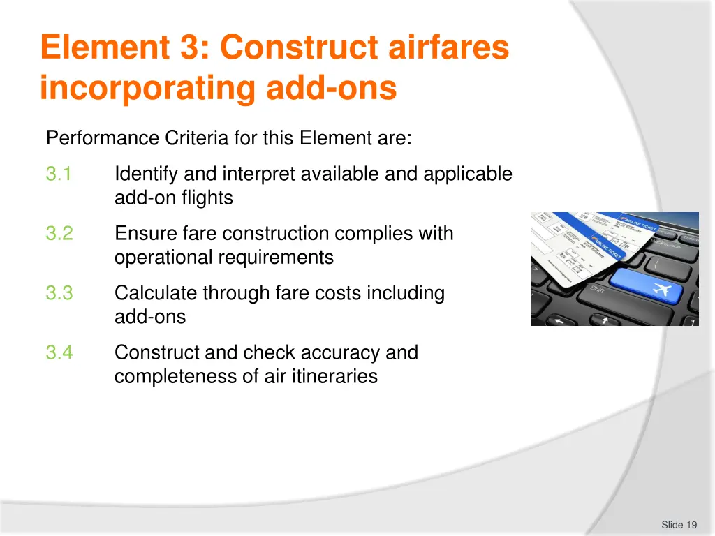 element 3 construct airfares incorporating add ons