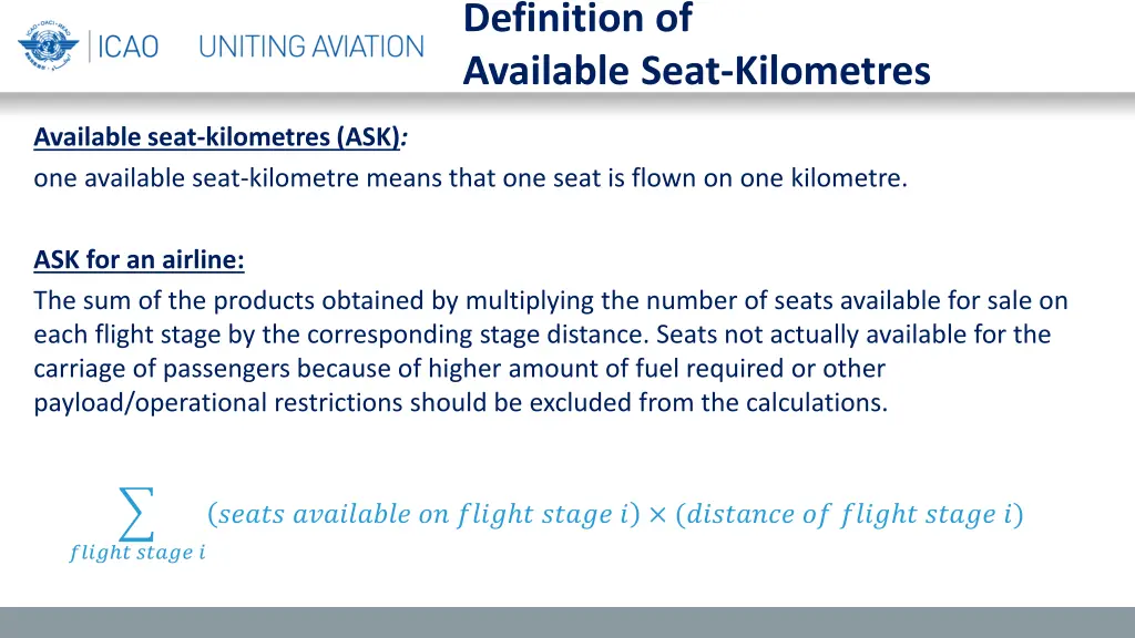 definition of available seat kilometres