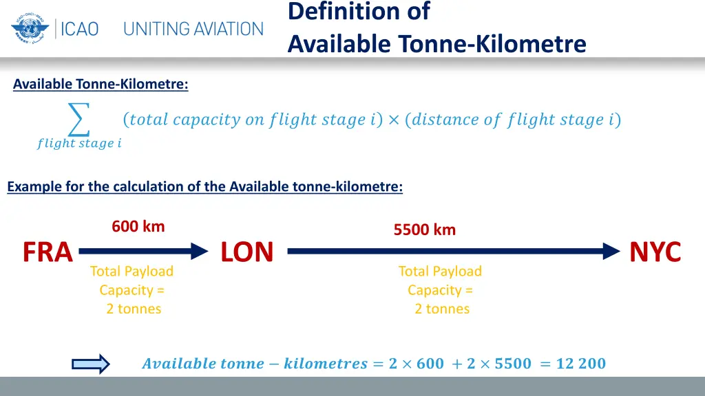 definition of available tonne kilometre