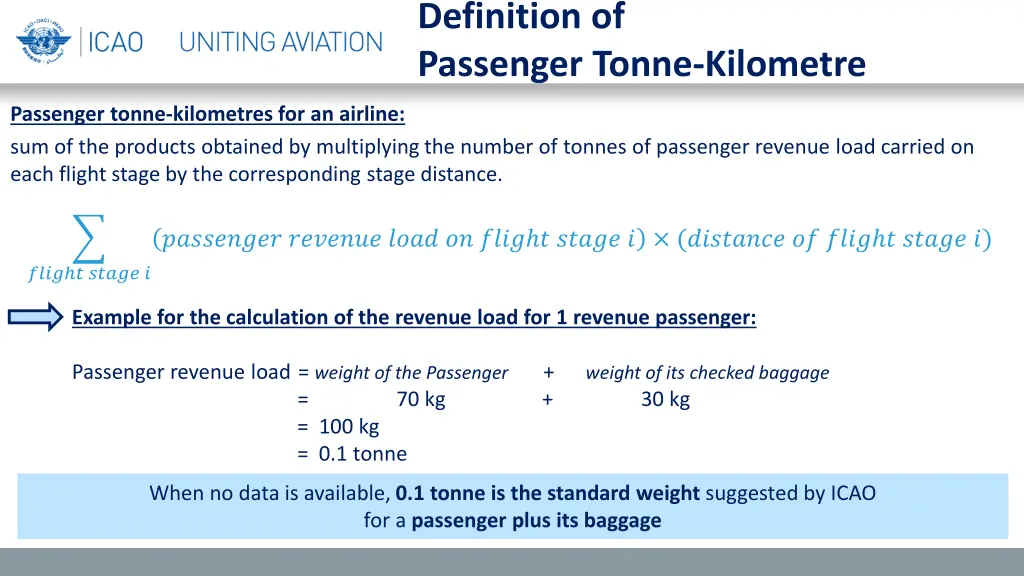 definition of passenger tonne kilometre