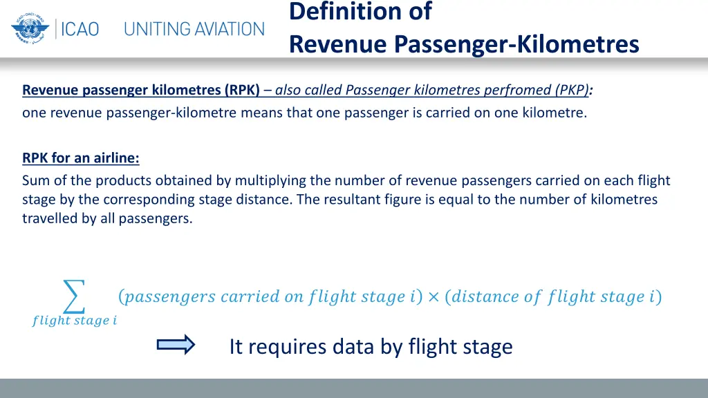 definition of revenue passenger kilometres