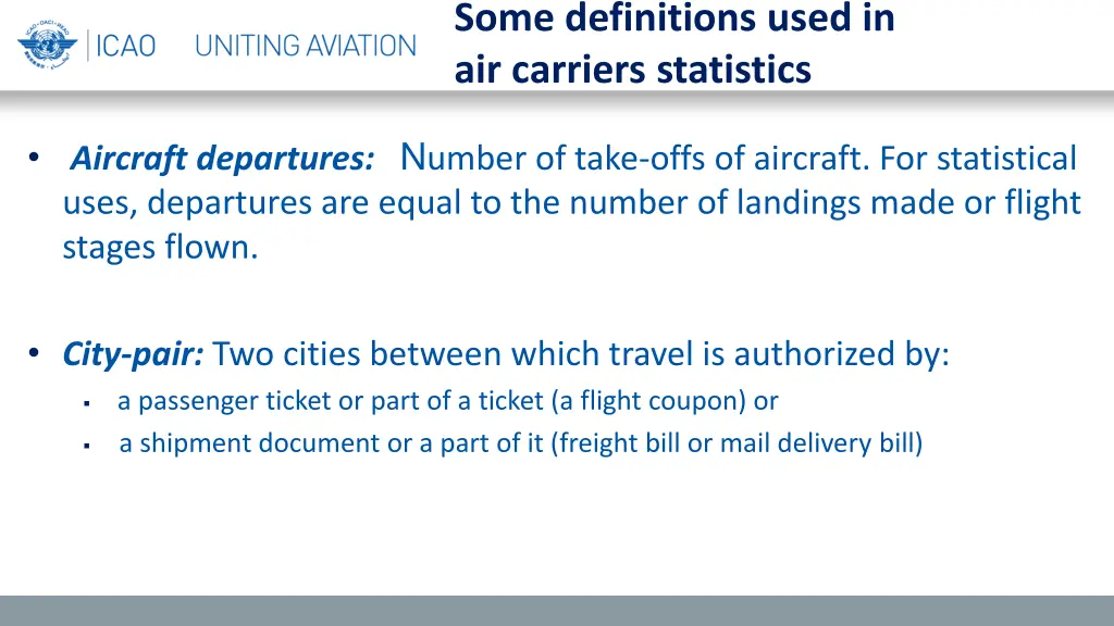 some definitions used in air carriers statistics 1